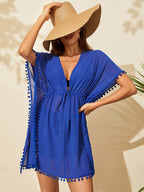 Saída de Praia Vestido Curto Manga Morcego