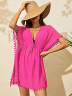 Saída de Praia Vestido Curto Manga Morcego