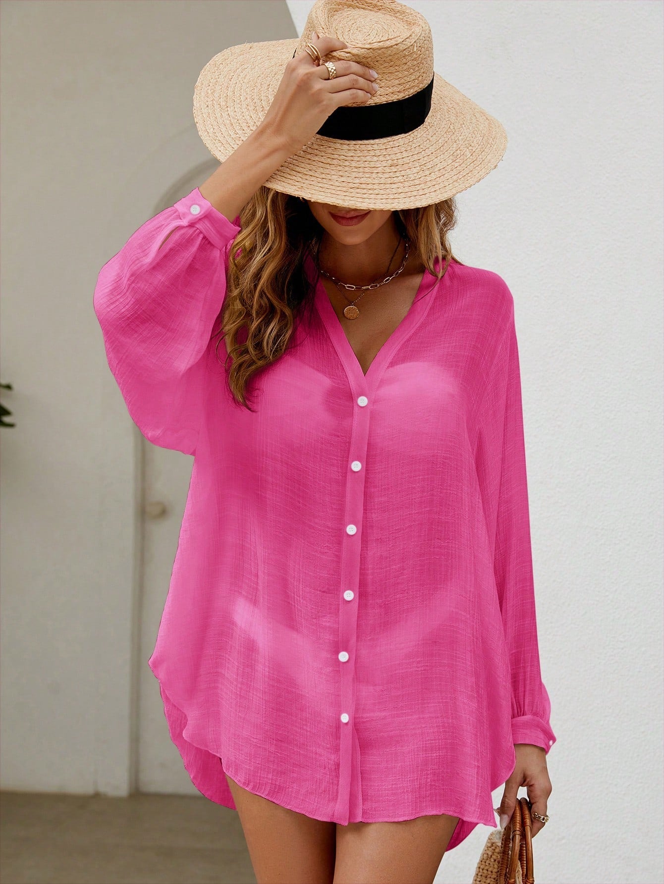 Saída de Praia Camisa Manga Longa