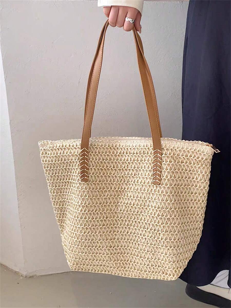 Bolsa Shopper em Palha com Alça de Ombro