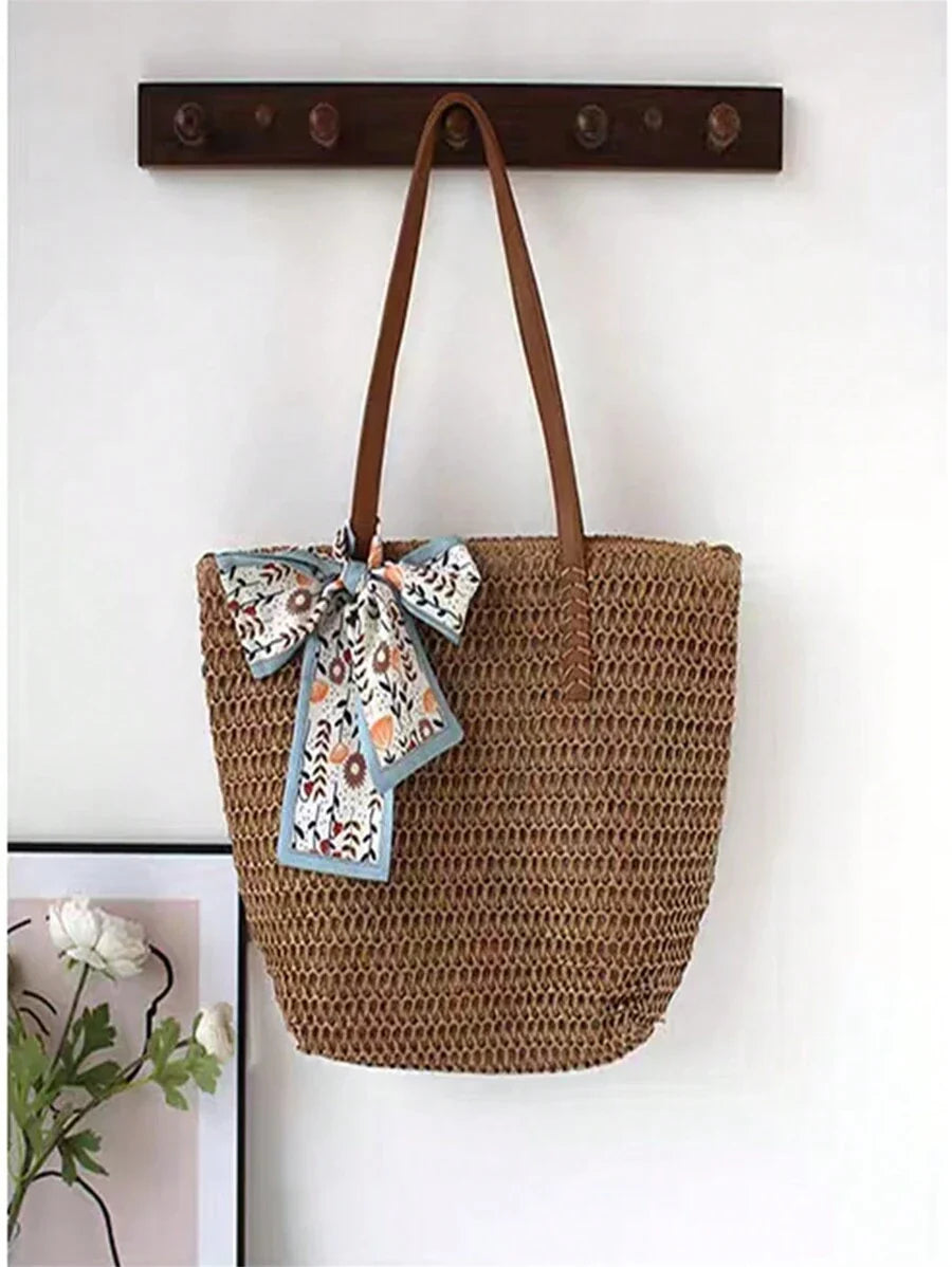 Bolsa Shopper em Palha com Alça de Ombro