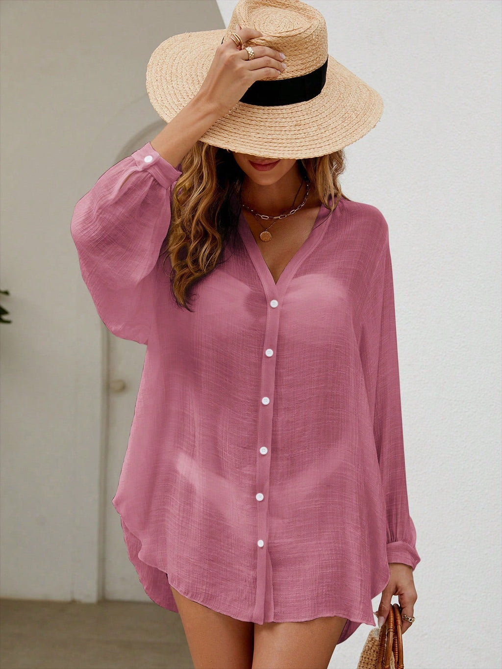 Saída de Praia Camisa Manga Longa