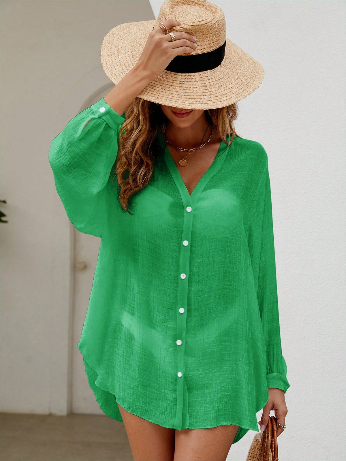 Saída de Praia Camisa Manga Longa