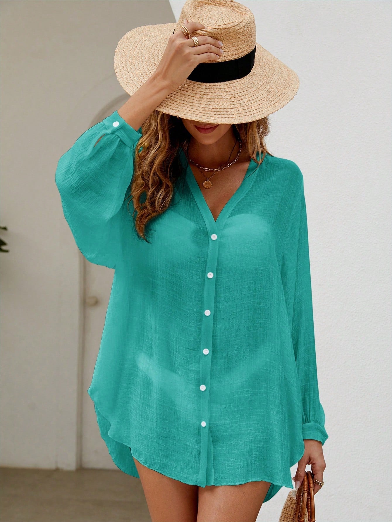 Saída de Praia Camisa Manga Longa
