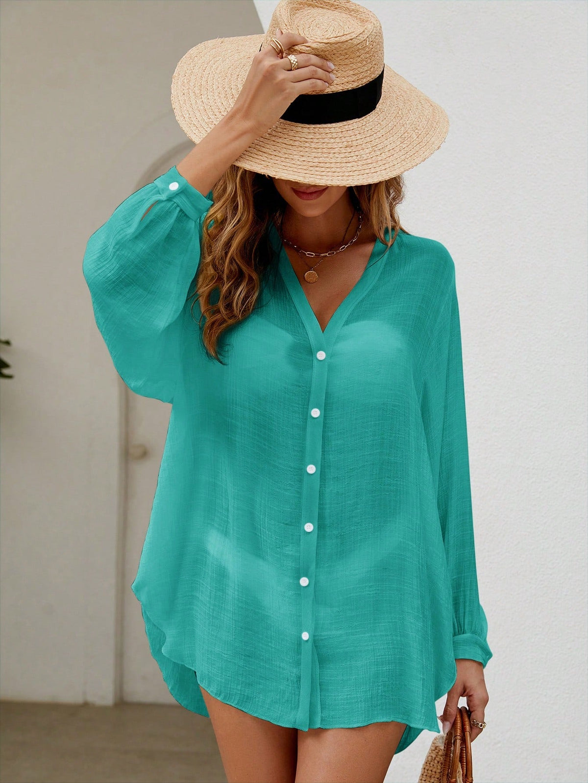 Saída de Praia Camisa Manga Longa