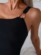 Maiô Feminino Elegante Um Ombro Só Com Argola Assimétrica