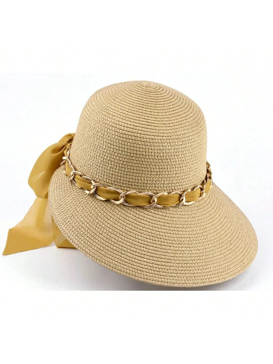 Chapéu de Praia com Corrente Dourada