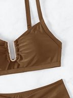 Biquíni com Bojo Hot Pant Feminino Regulável Detalhes em U