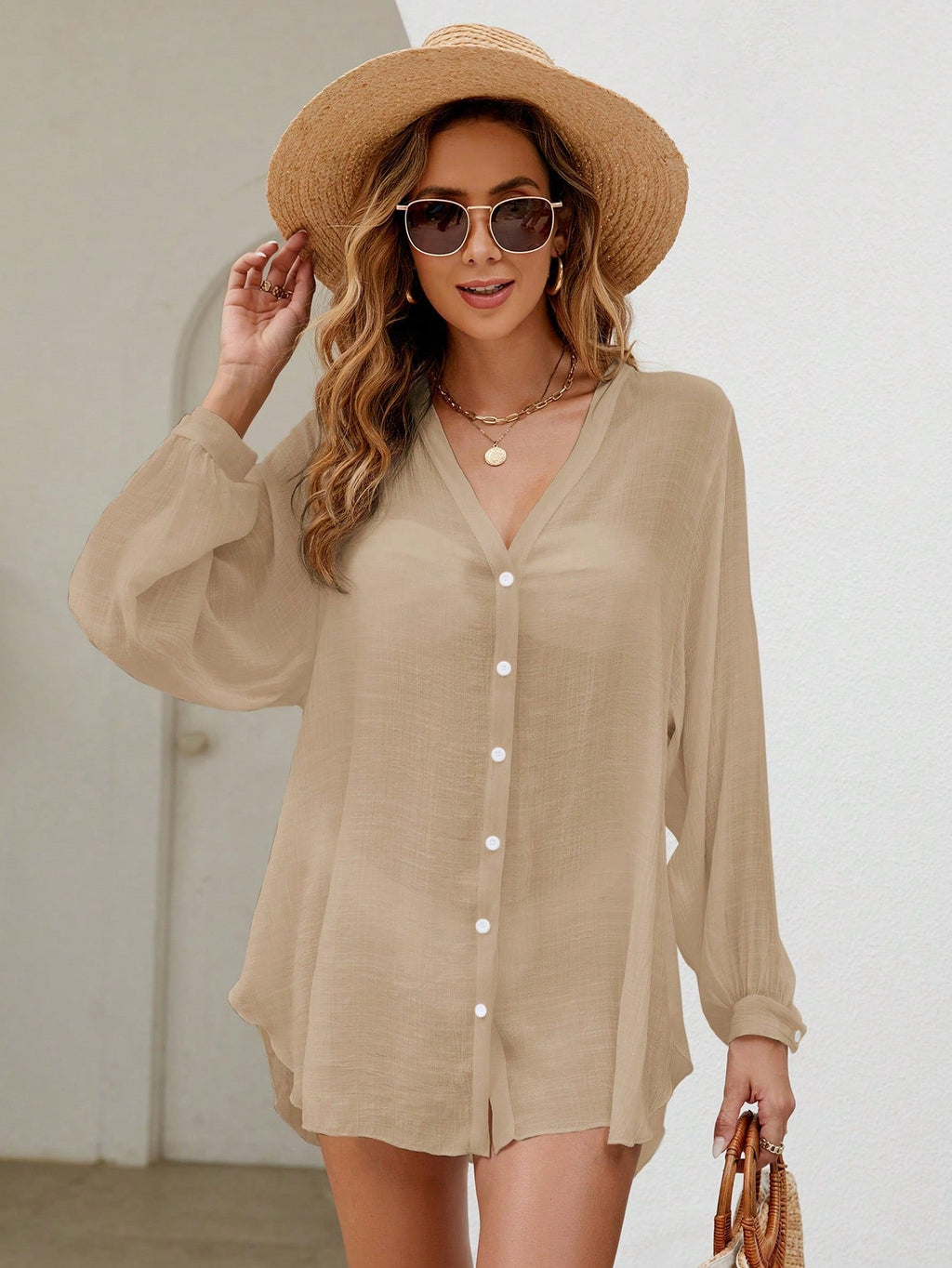 Saída de Praia Camisa Manga Longa