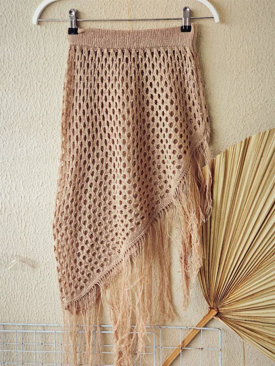 Saia Saída de Praia Tricot com Franjas Premium