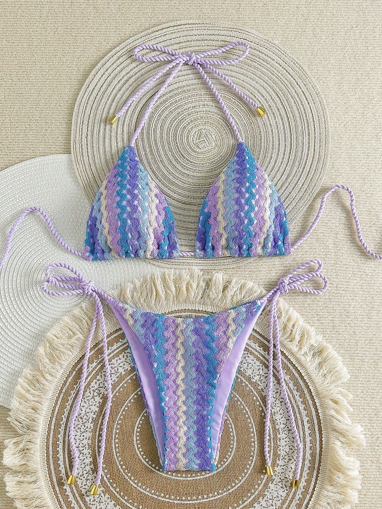 Biquíni Cortininha de Crochê Feminino