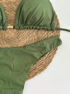 BIquíni Cortininha Fio duplo com Amarração - Verde Oliva