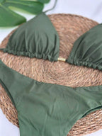 BIquíni Cortininha Fio duplo com Amarração - Verde Oliva