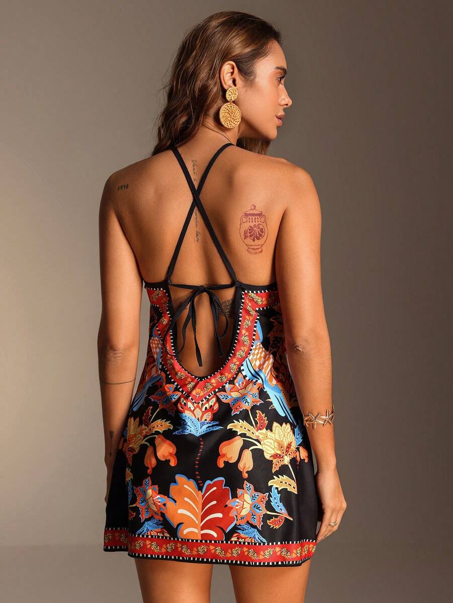 Vestido Resort Floral Frente Única