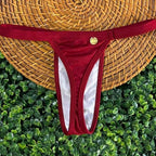 Biquini Feminino fita suplex Fio Dental Moda Praia Tendencia Versátil para o Verão - Vermelho bordo