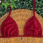 Biquini Feminino fita suplex Fio Dental Moda Praia Tendencia Versátil para o Verão - Vermelho bordo
