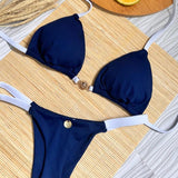 Biquíni Fivela Sol Navy & White Premium
