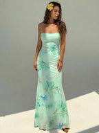 Longo Ocean Fleur — Traje de Verão Estampado em Malha Fluida