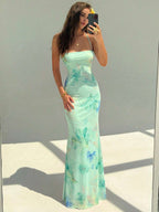 Longo Ocean Fleur — Traje de Verão Estampado em Malha Fluida