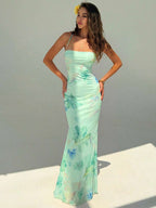 Longo Ocean Fleur — Traje de Verão Estampado em Malha Fluida