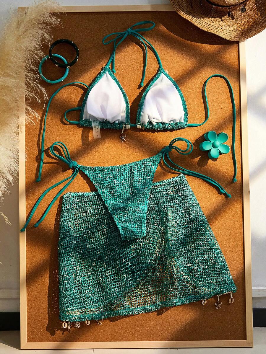 Conjunto de Praia Crochê Regulável Soft
