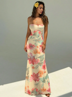 Longo Ocean Fleur — Traje de Verão Estampado em Malha Fluida