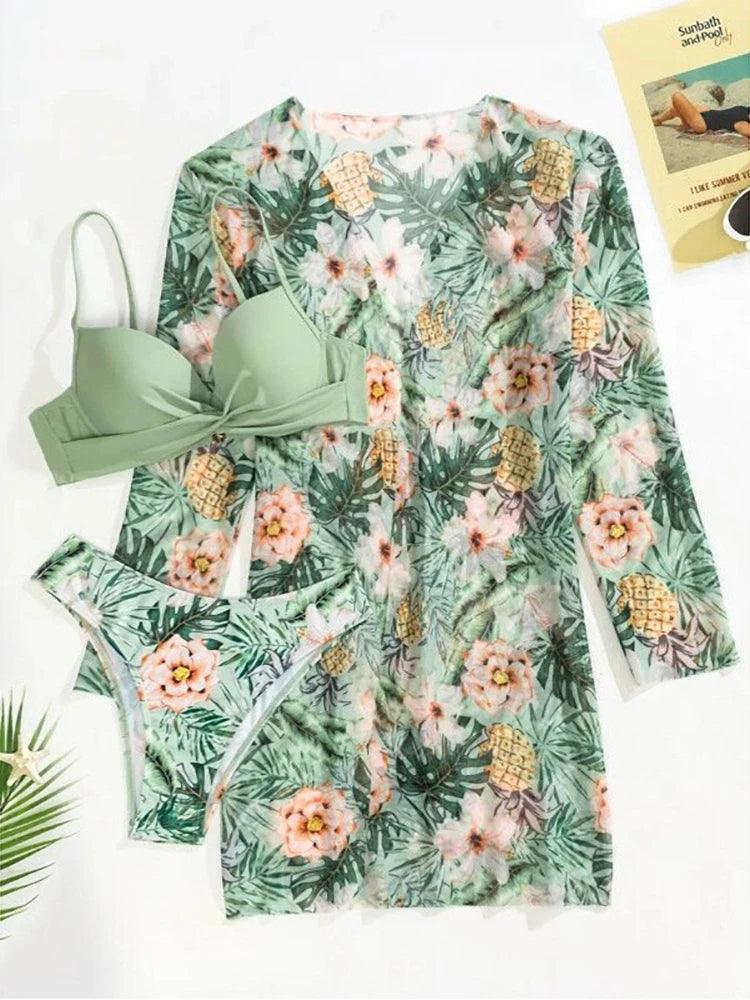 Kit Moda Praia - Biquíni Tropicana + Saída De Praia