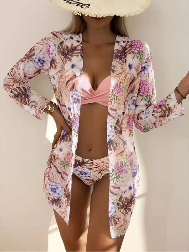 Kit Moda Praia - Biquíni Tropicana + Saída De Praia